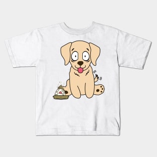 Funny retriever steps on a dirty diaper Kids T-Shirt